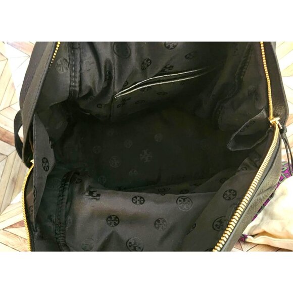 Women Tory Burch 40850 Black Pebble Leather Zip Around Backpack Bag